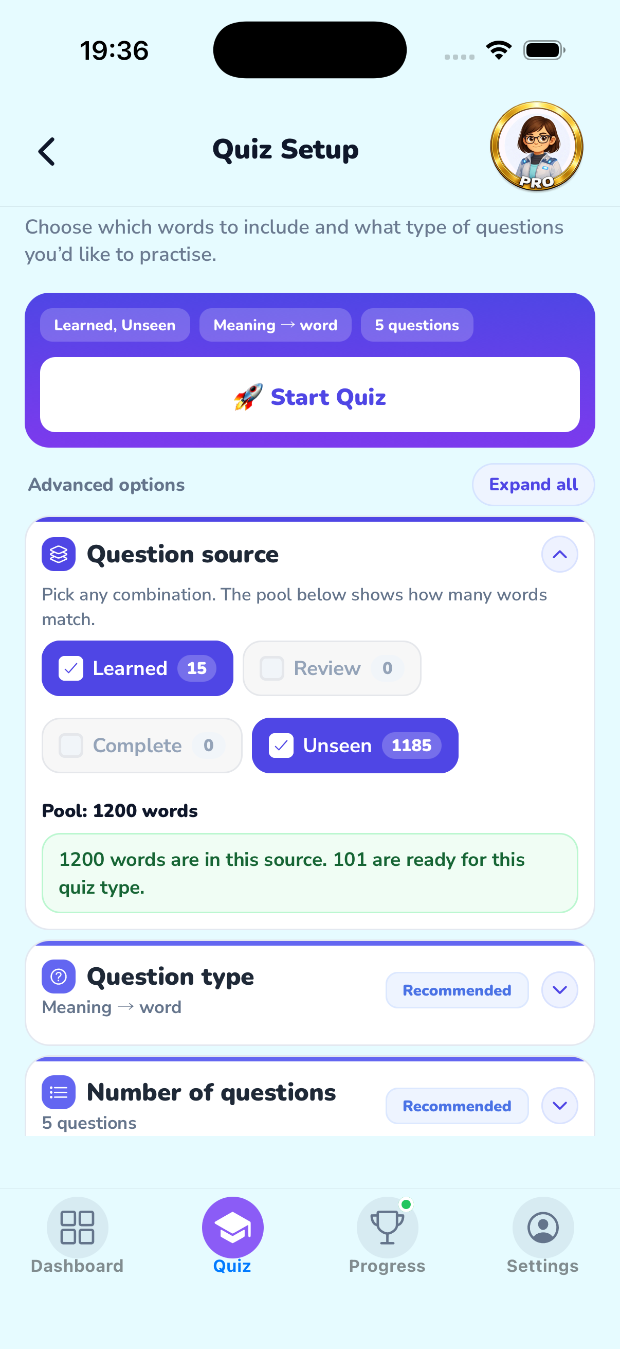 Quiz Setup