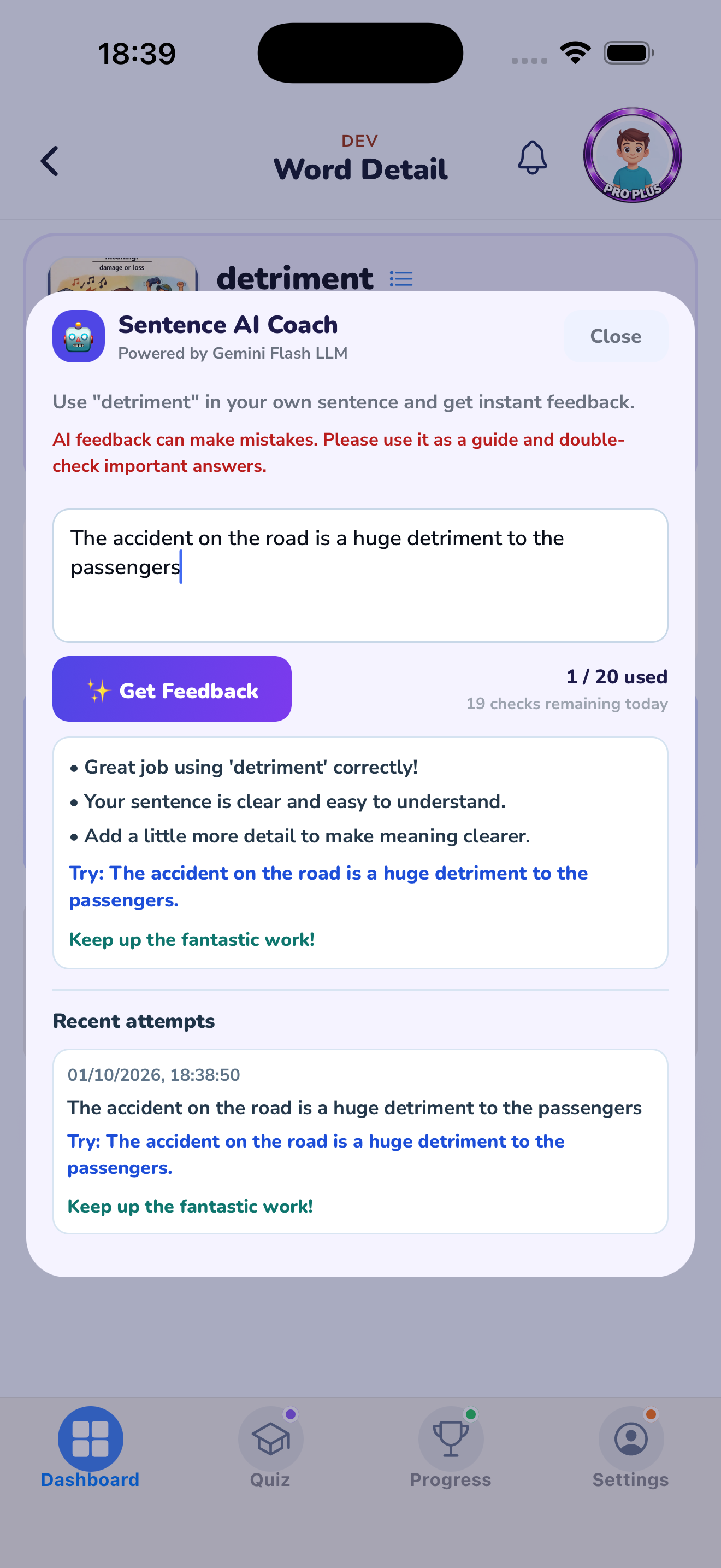 Sentence AI Coach